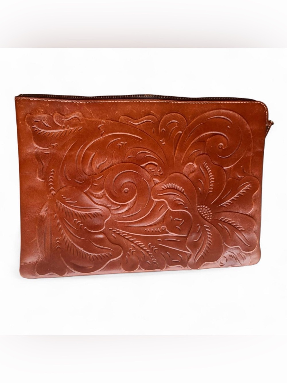 Vintage Patricia Nash Tooled Leather Portfolio Sleeve & Oversized Clutch